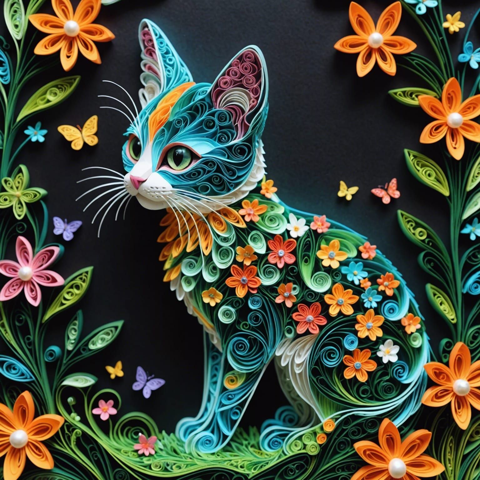 Paper quilling Kitten