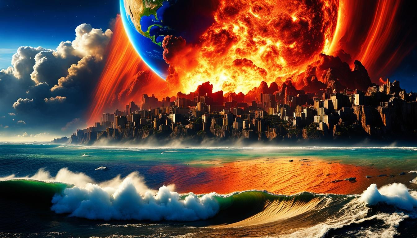 Cataclysmic Meteor Impact on Yucatan: Digital Art