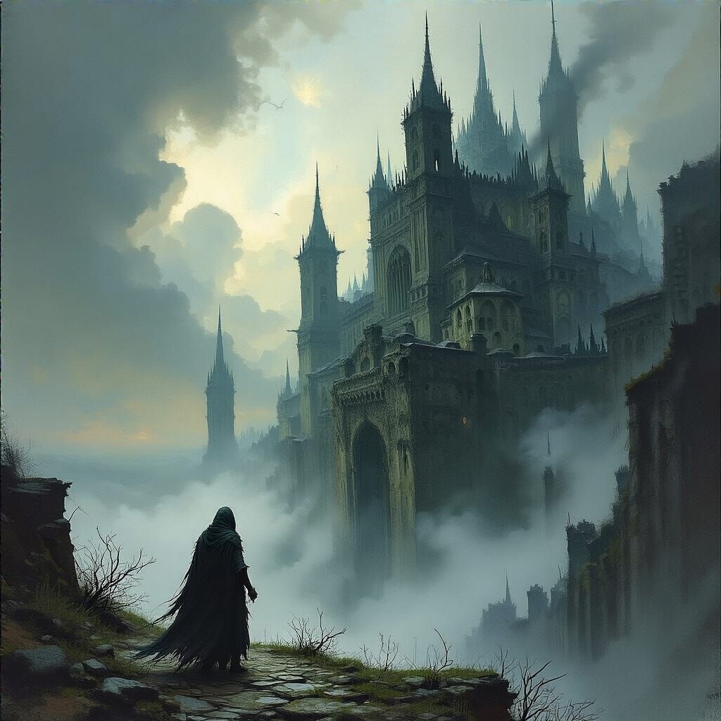 Dark Fantasy Landscape in Marc Simonetti Style