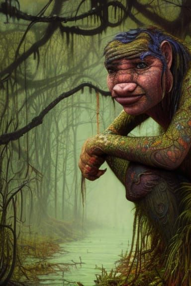 Swamp Troll Portrait in Hyperdetailed Digital Art
