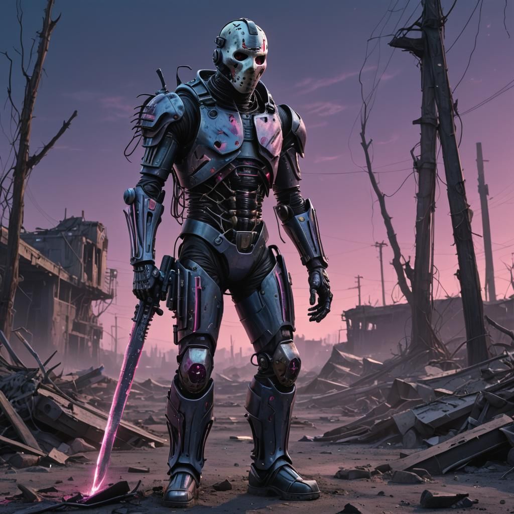 Cyborg Jason Voorhees in Post-Apocalyptic Wasteland