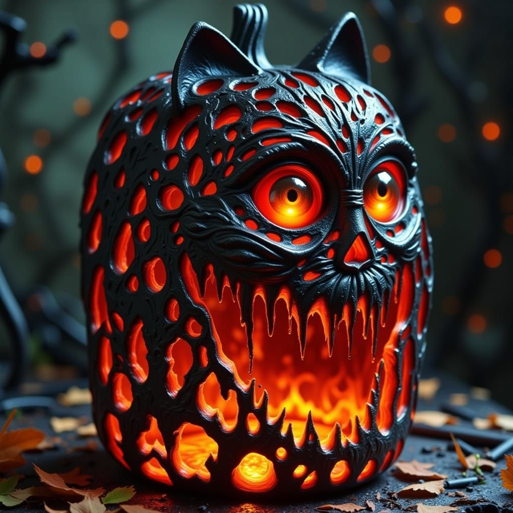Cat Shaped Pumpkin With Big Eyes