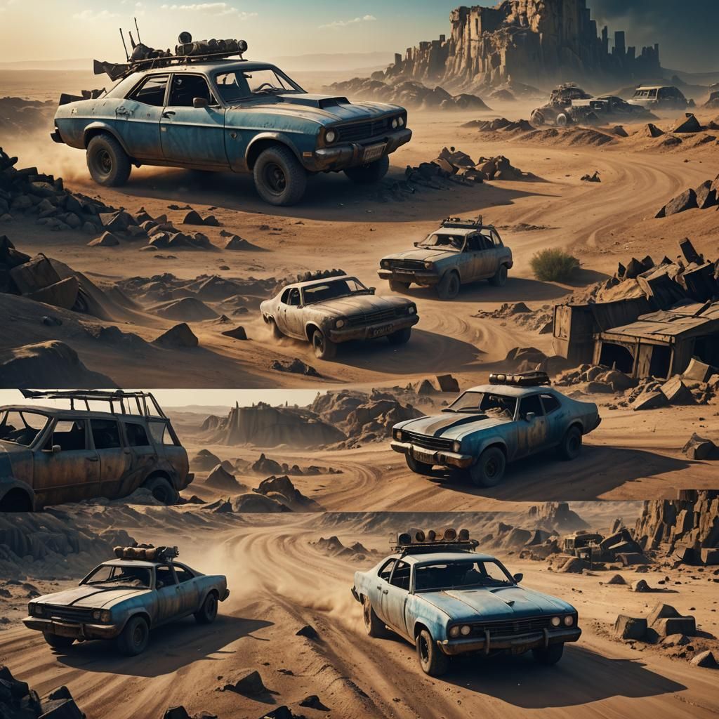 Mad Max in Post-Apocalyptic Wasteland, Digital Matte Paintin...
