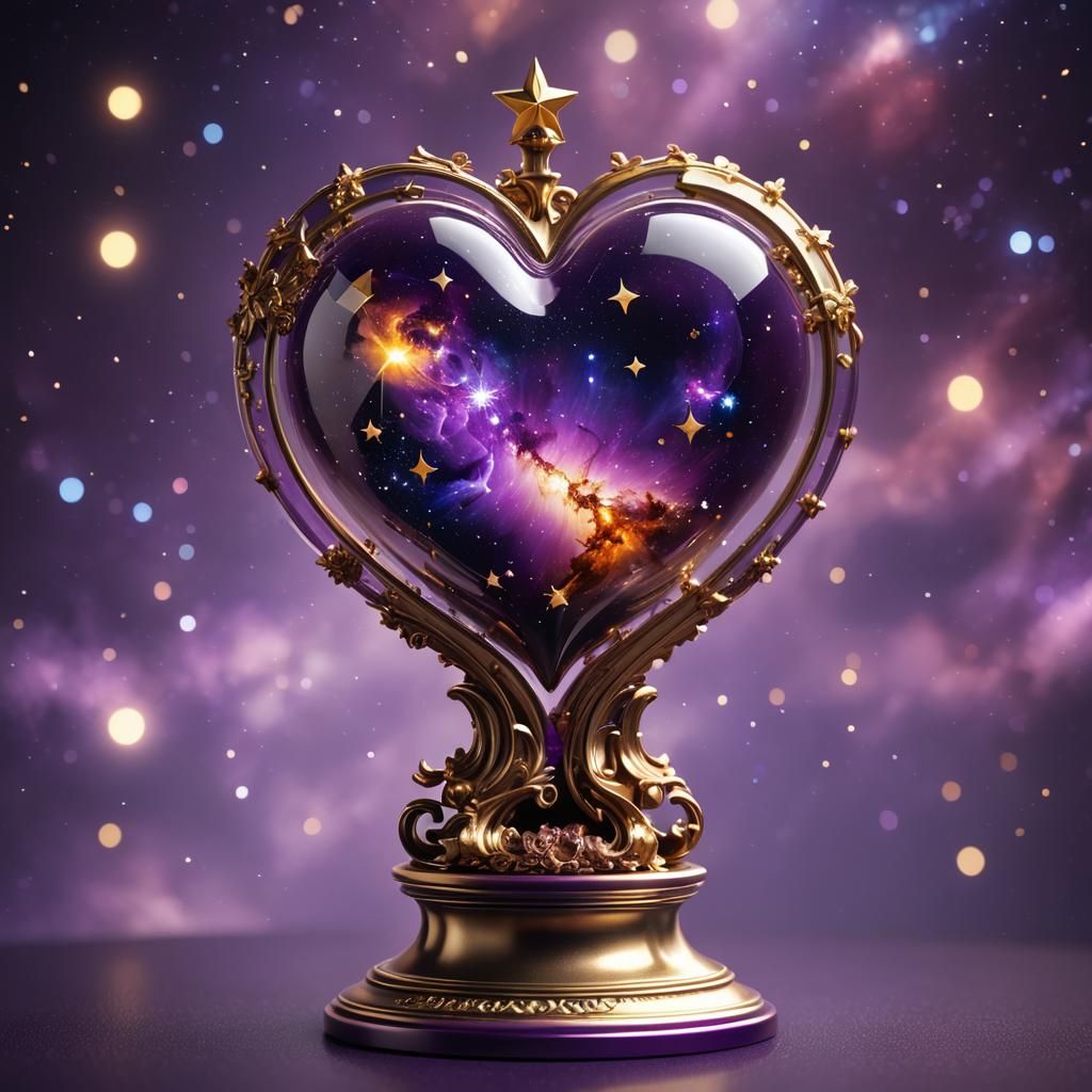 Enchanted Heart Vial with Stars in Space