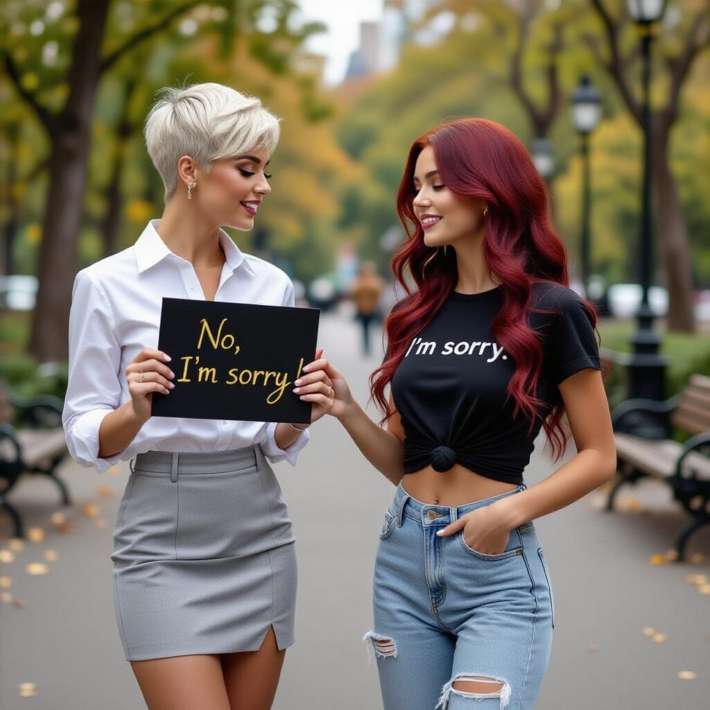 Two Women Expressing Remorse in Central Park