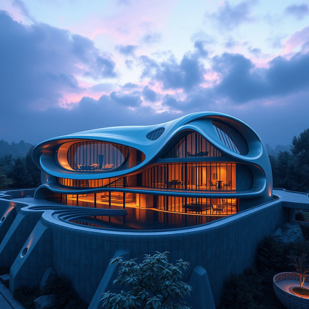 Futuristic Luxury Villa in Prague: Matte Painting