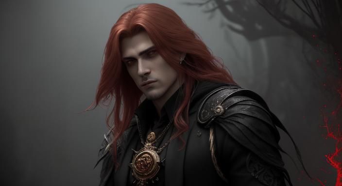 Gothic Man in Lavish Showroom as Oil Painting