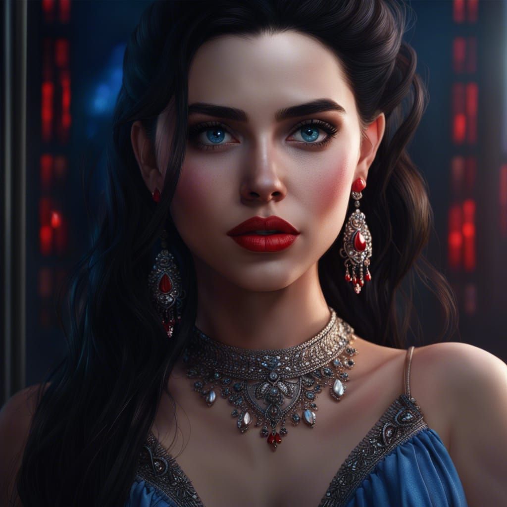 Realistic Portrait of a Woman with Black Hair