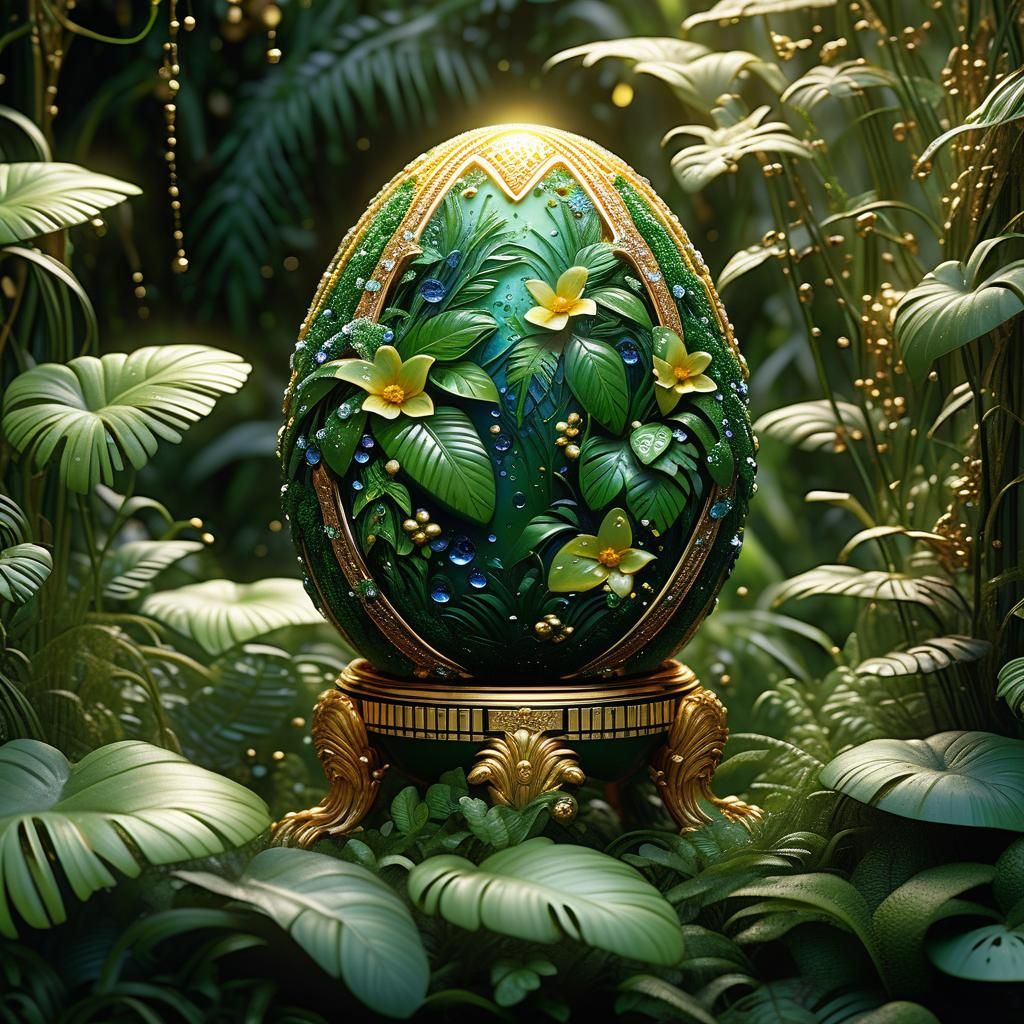 Rainforest Faberge Egg in Opulent Style