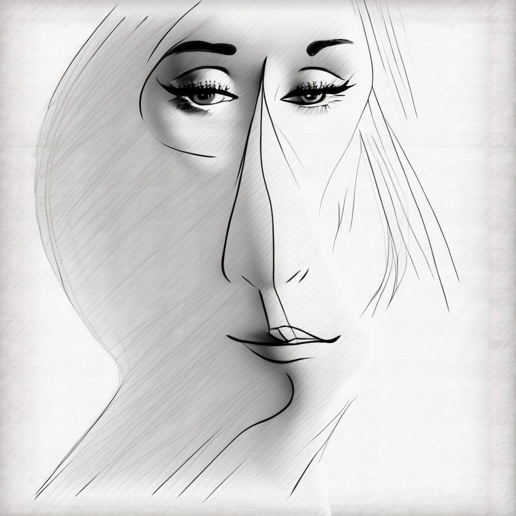 Elegant Woman in Simple Line Art