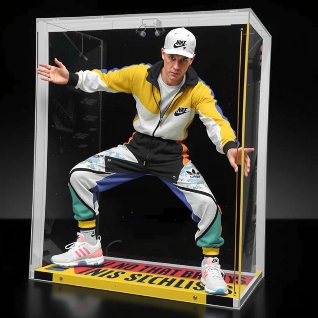 Vibrant 80s Breakdancer in Urban Box