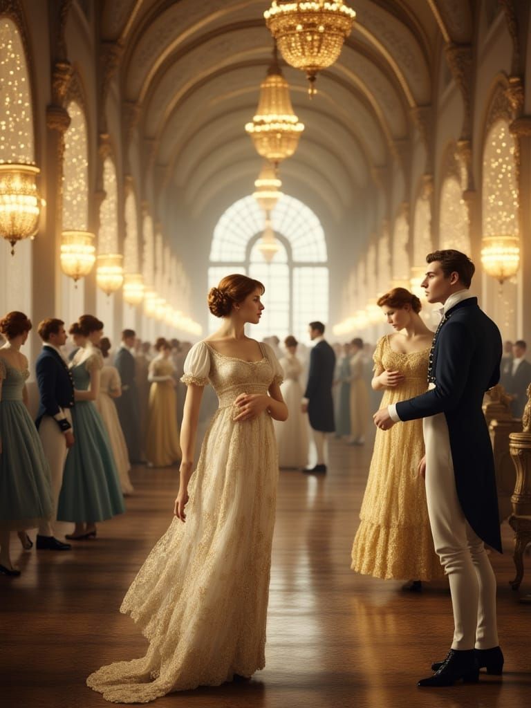Elegant Regency Ballroom Dance Scene