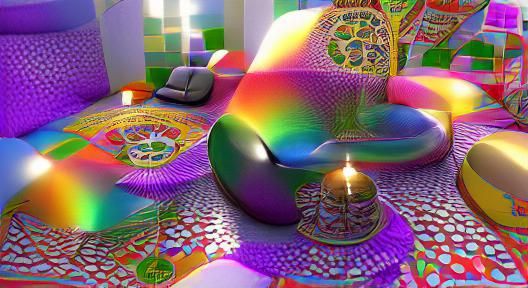 Psychedelic Meditation: Colorful Ray Tracing Art