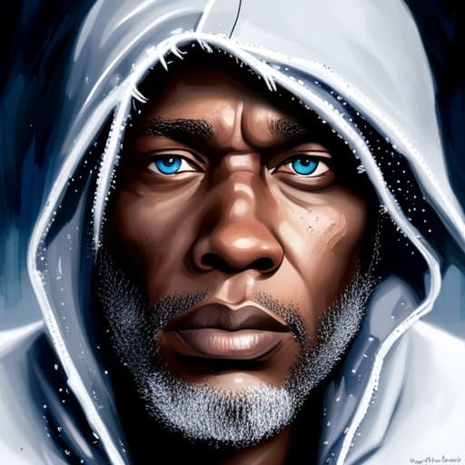 Icy Blue Portrait of a Man of Serene Strength