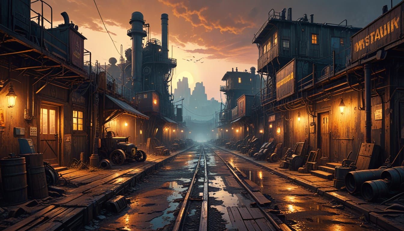 Dieselpunk Junkyard Pathway in HDR Style