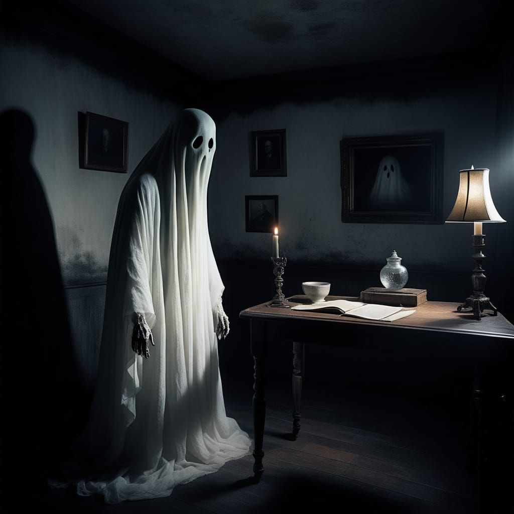 Ghostly Selfie in Dim Studio, Kubin & Bernhard Style