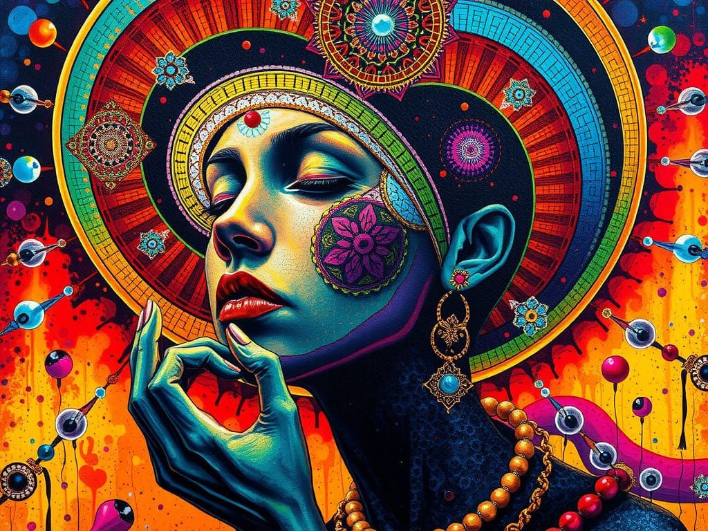 Surreal Mosaic of Inner Conflict and Resilience