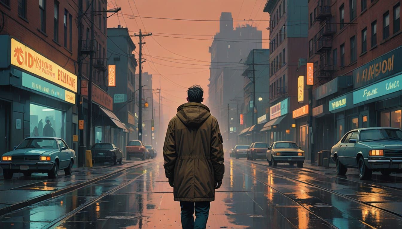 Brother Contemplates Struggles of Homeless in Rainy Urban La...