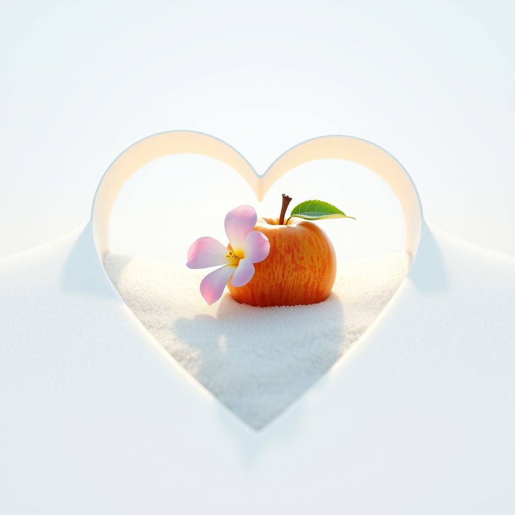 Whimsical Floral Heart in 3D Digital Art