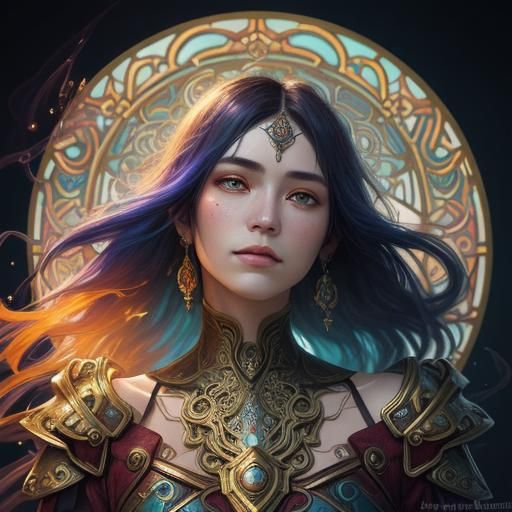Epic Fantasy Portrait in Art Nouveau Style