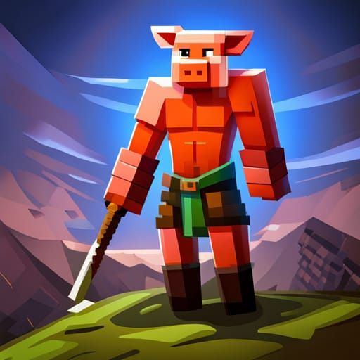 Minecraft Pig Warrior with Ancient Sword