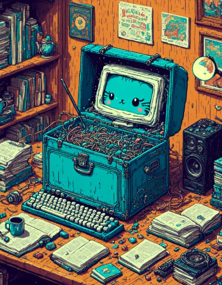 Procrastination in a Box: 80s Neon Pixel Art