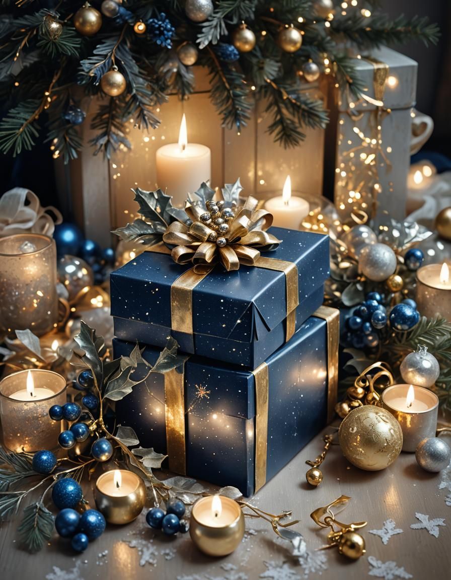 Shabby Chic Christmas Gift Box with Candle