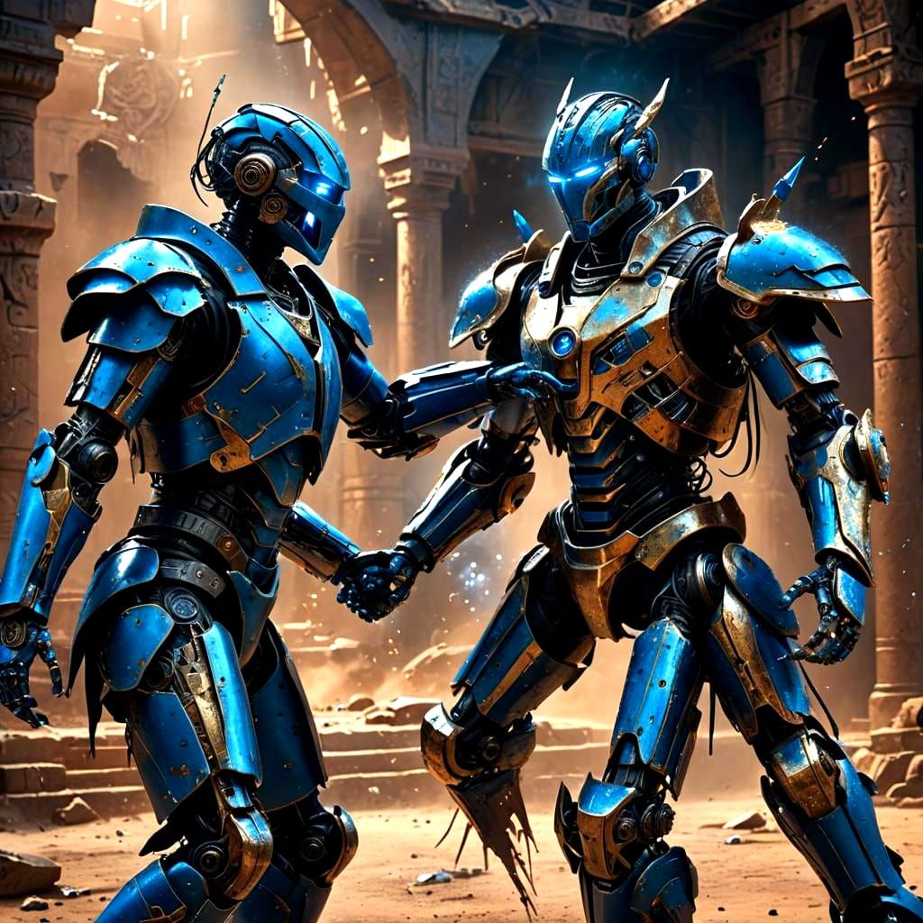 Robot Versus Human: Detailed Fantasy Concept Art