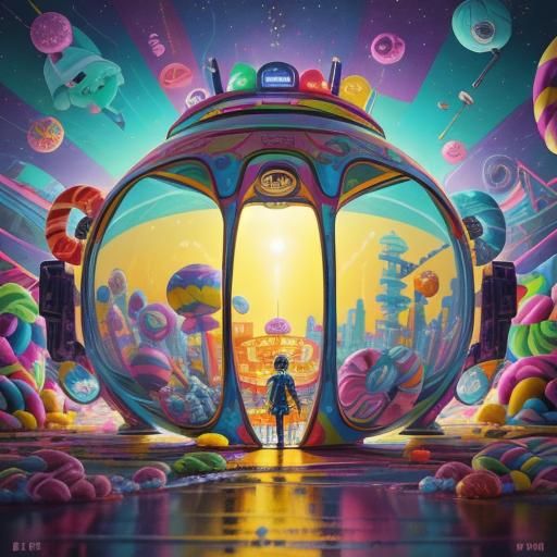 Sci-Fi Scene in Candy Art Style