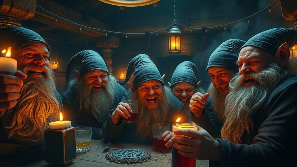 Dwarven Tavern Celebration in Detailed Matte Painting