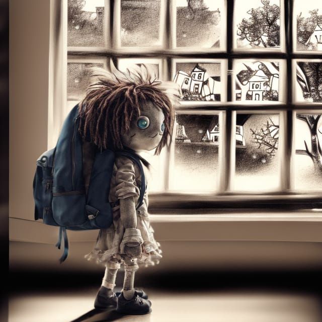 Monochromatic Rag Doll Monster's First School Day