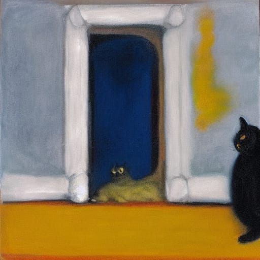 Cat Door in Deep Space, Abstract Expressionism