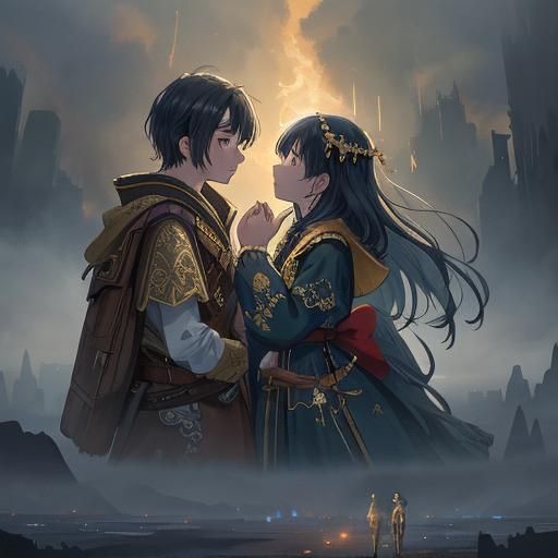 Epic First Kiss: A Dramatic Digital Painting