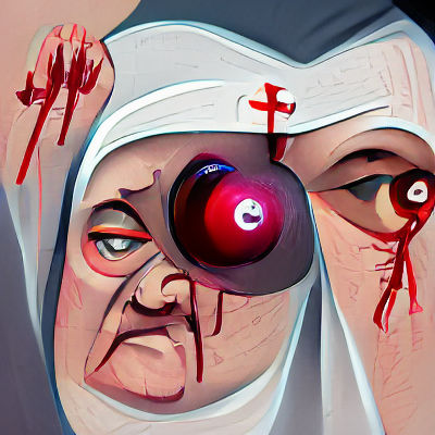 Disturbing Image of Nun Force-Feeding Eyeballs