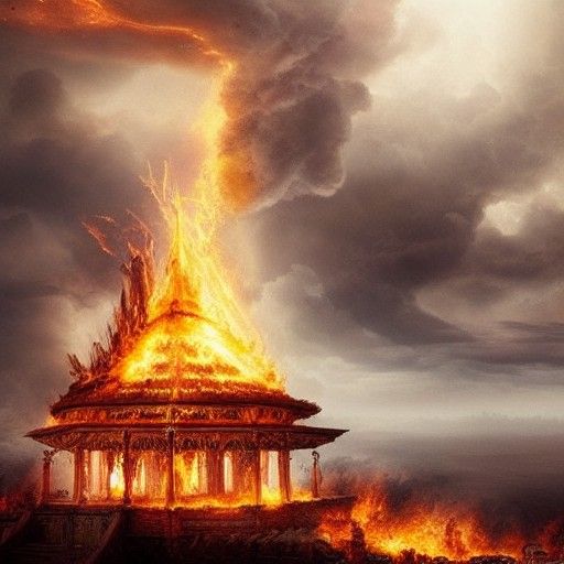 Burning Temple in Everlasting Storm