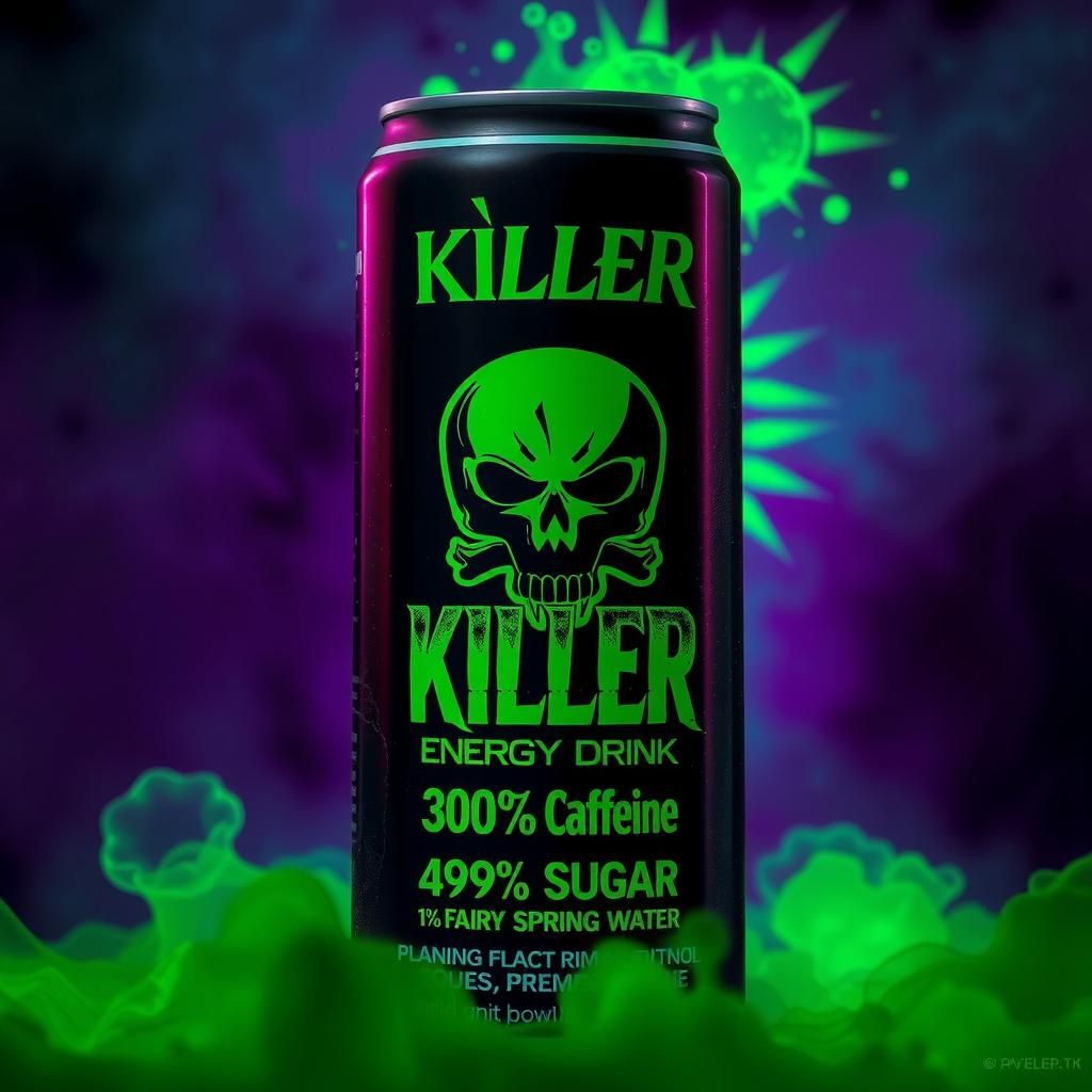 Ominous Energy Drink Can with Toxic Radiance