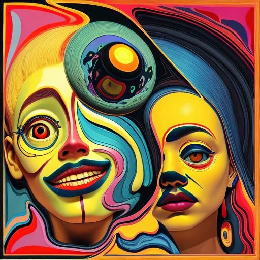 Surreal Eyeballs Floating in Dark Void