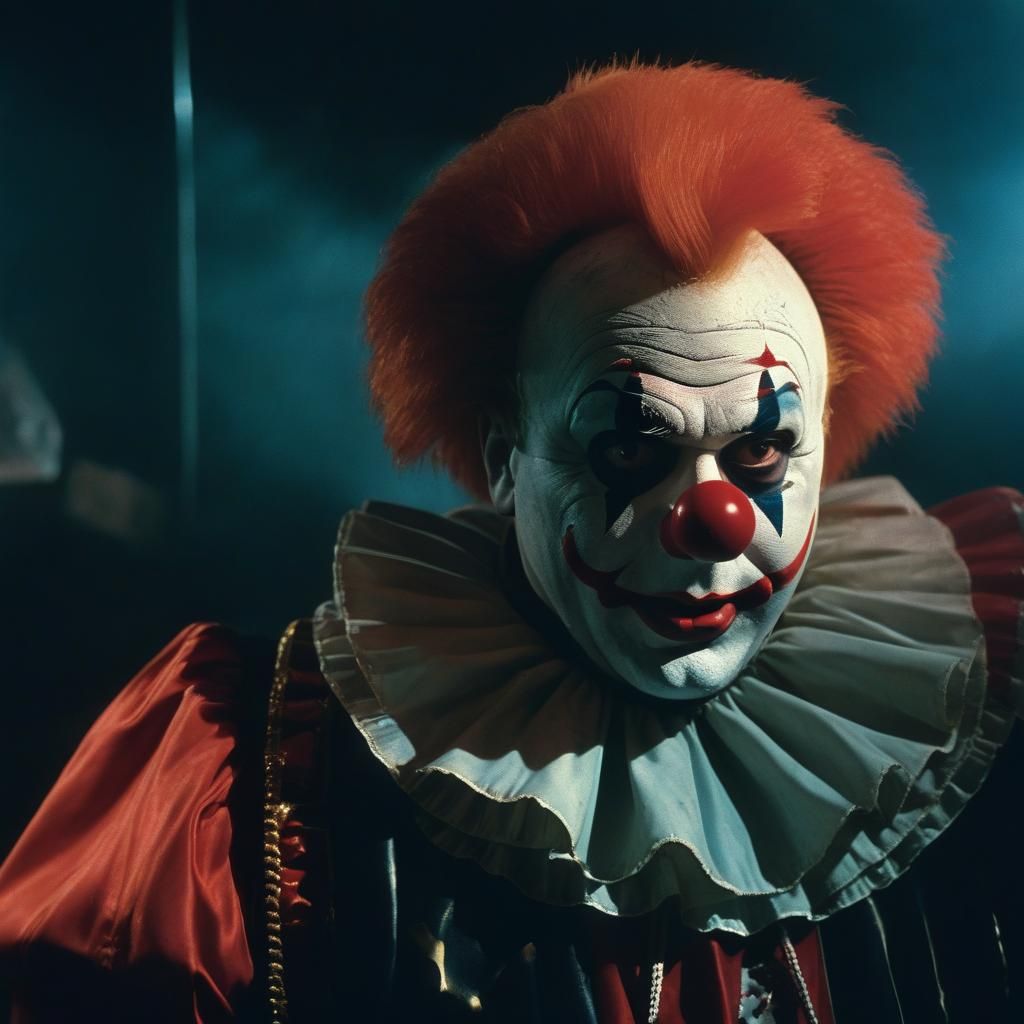 Horror Clown in Cinematic Film Still
