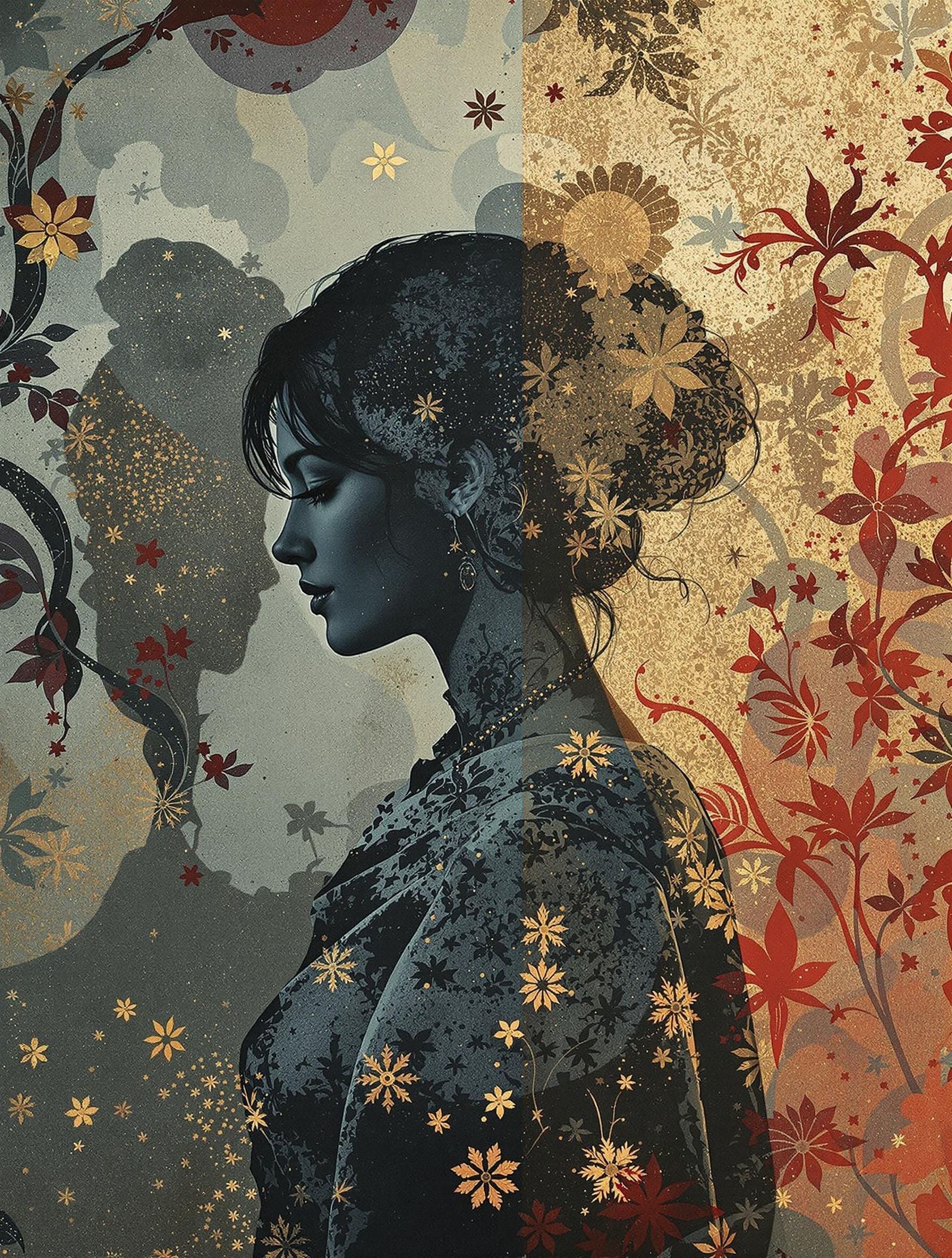 Ethereal Mediterranean Siren in Ancient Fresco Style