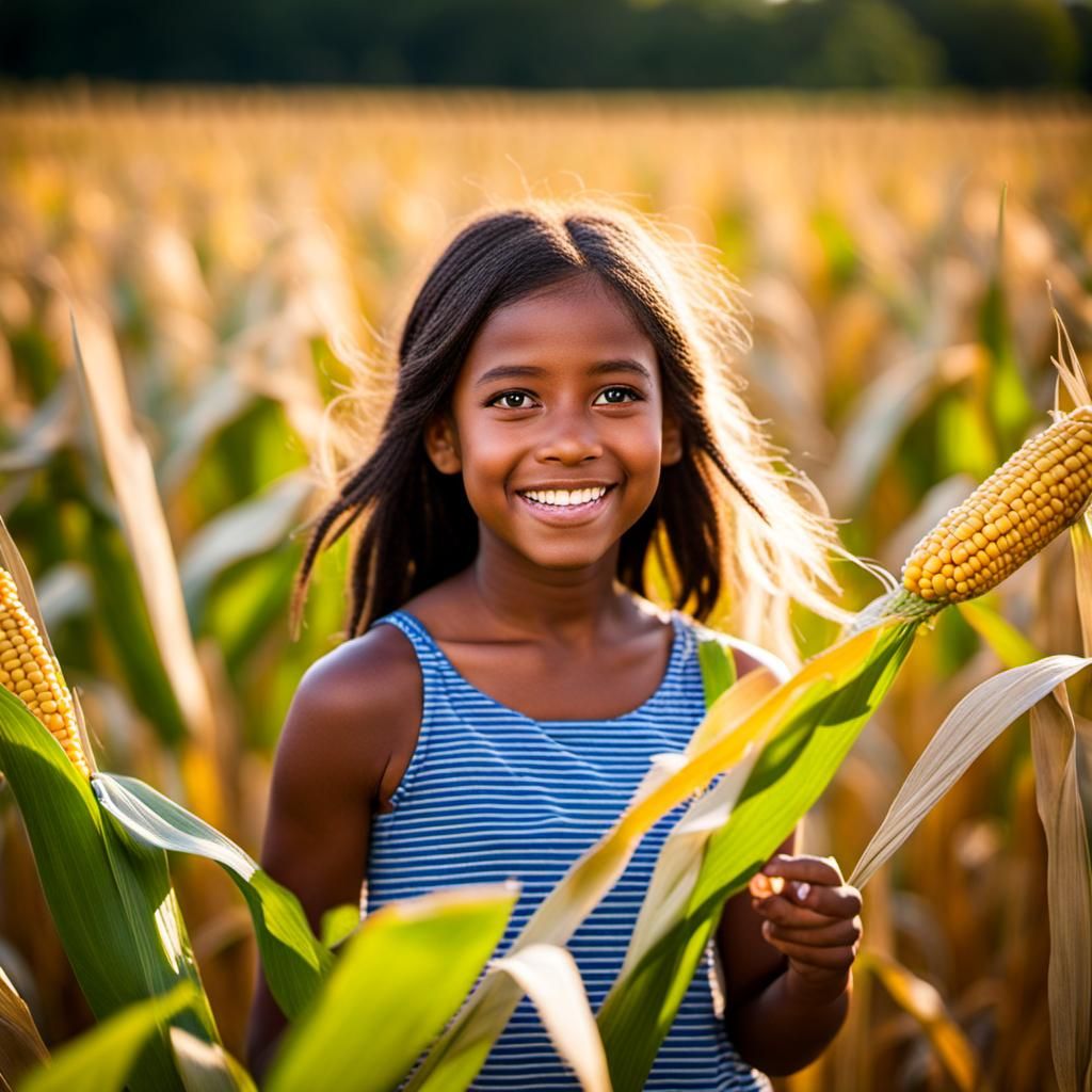 Girl Playing in Corn Field