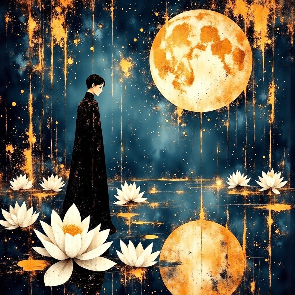 Ethereal Prince in Ukiyo-e Moonlight Dream