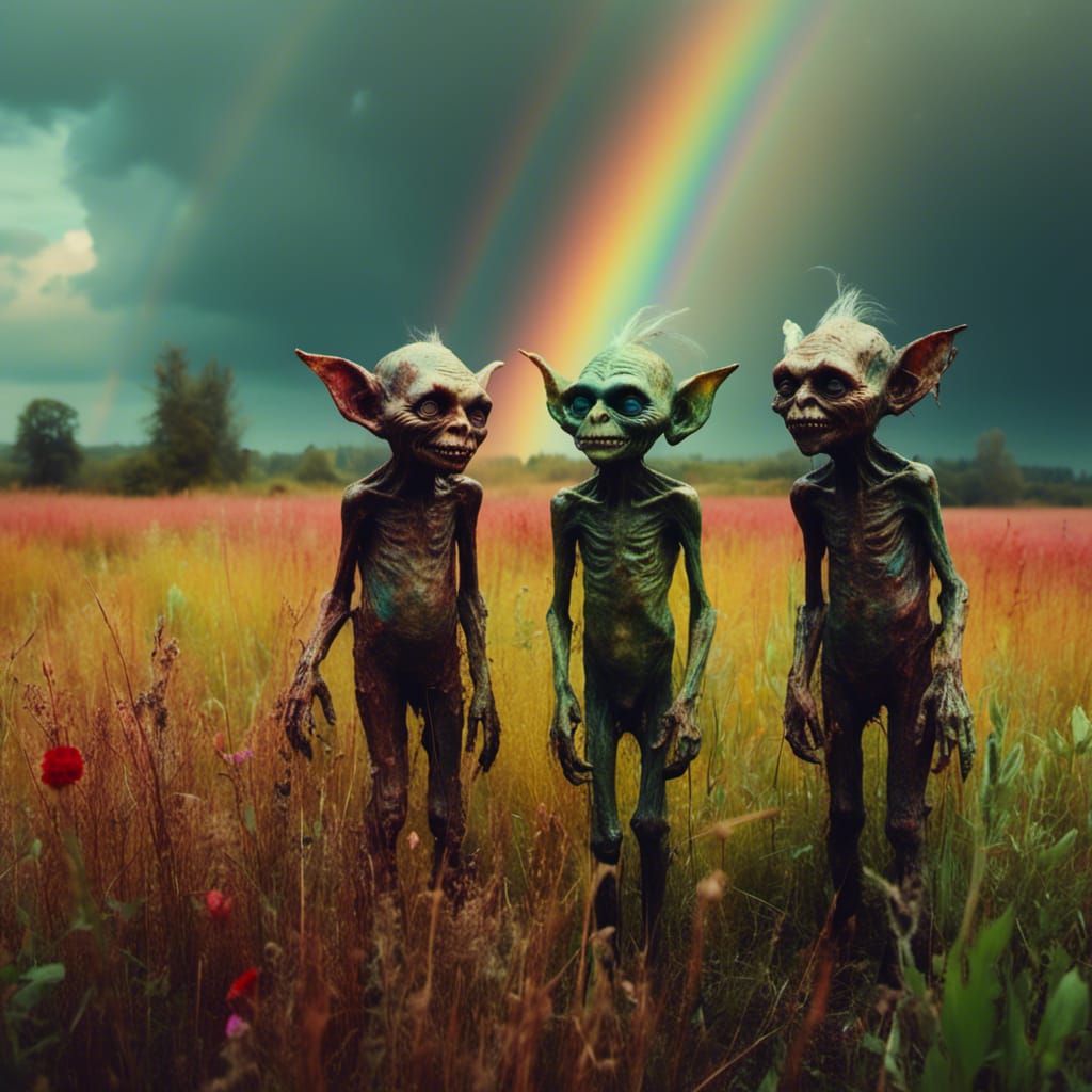 Evil Goblins Admiring a Colorful Rainbow