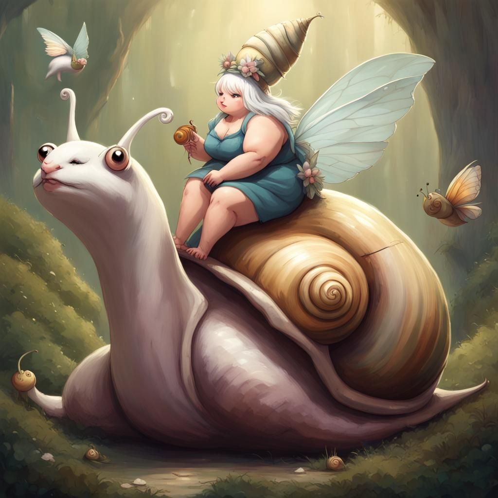 Sad Snail Fairy in Fantastical Kingdom