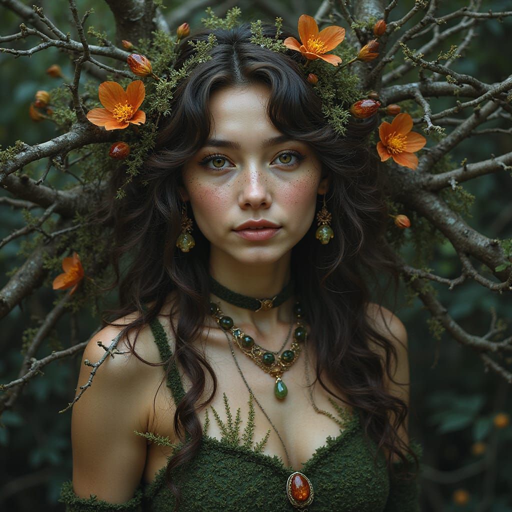 Mystical Forest Spirit Portrait in Photorealistic Style