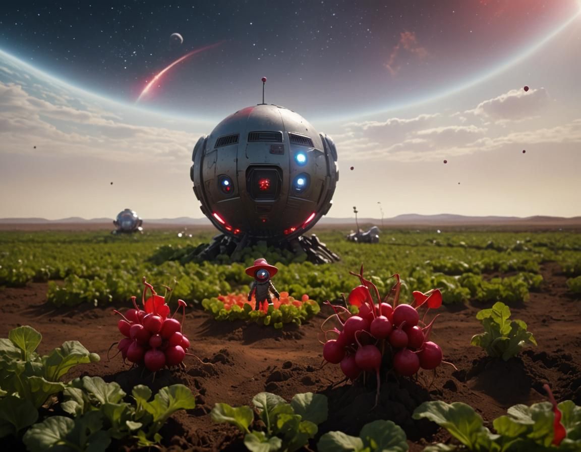Anthropomorphic Radishes Defend Plants on Alien Planet