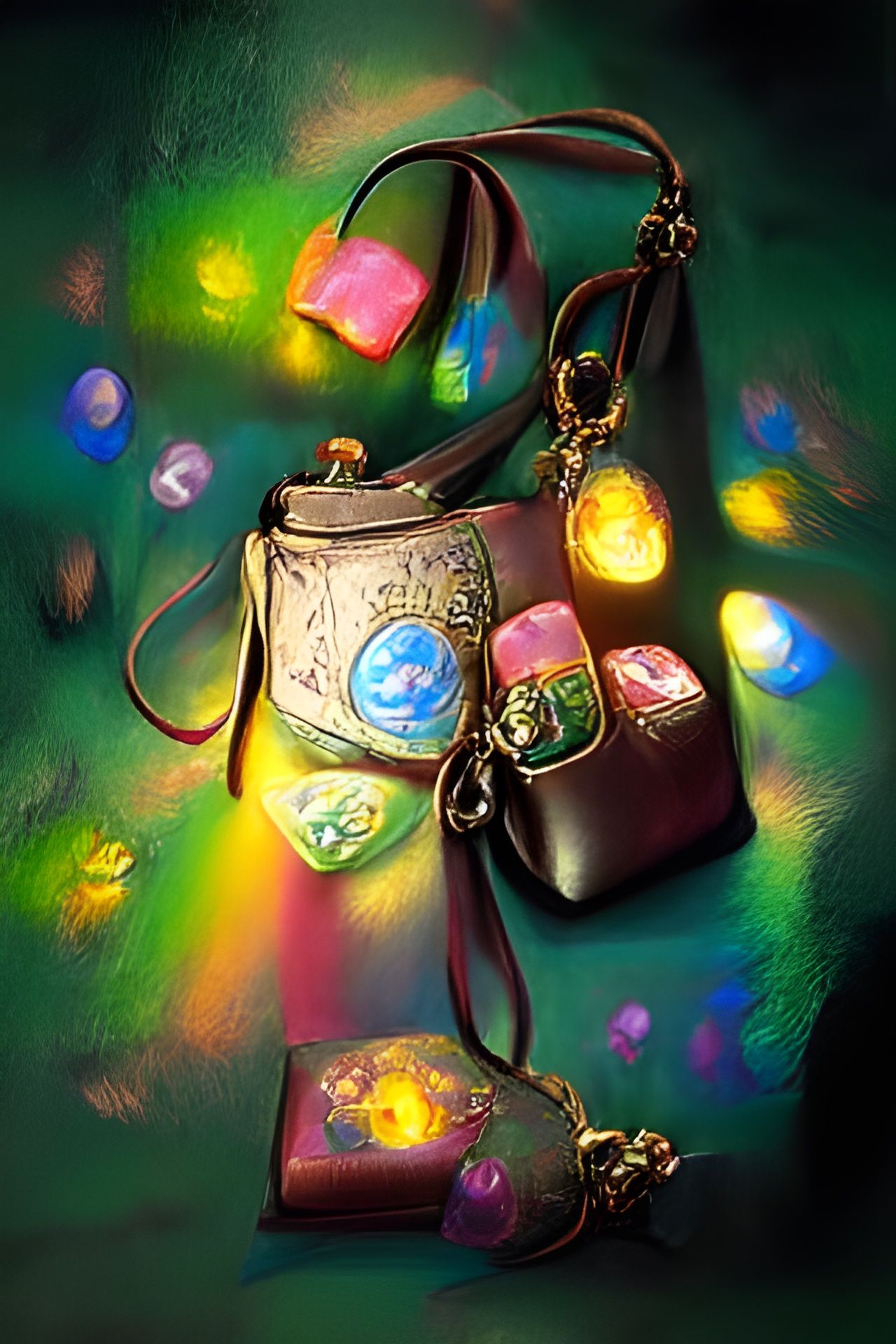Magical Charms Radiate Light from Enchanted Bag
