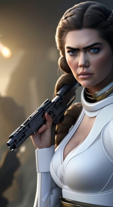 Kate Upton as Princess Leia in Hyperrealism Style