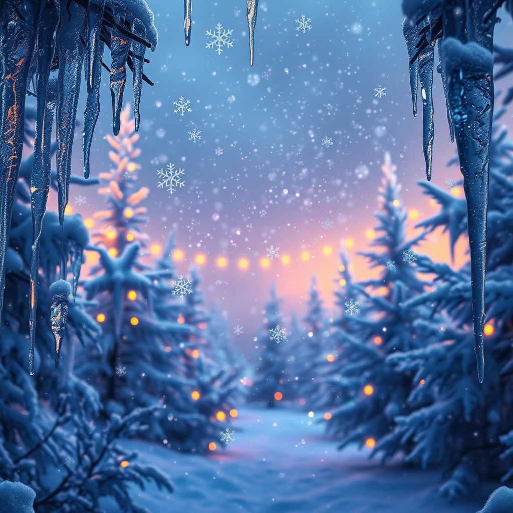 Magical Winter Wonderland with Icicle Decorations