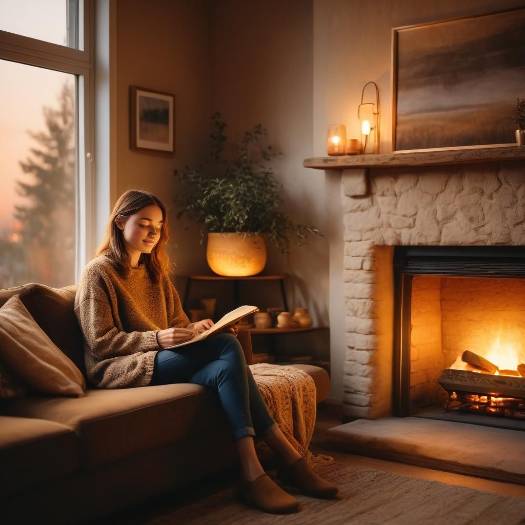 Cozy Living Room with Warm Impressionist Colors