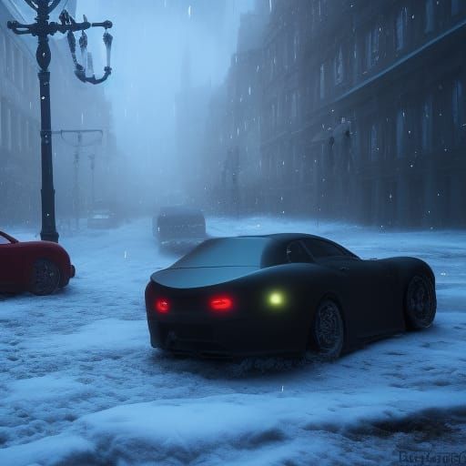 Gangster Cars in Frozen Winter Landscape